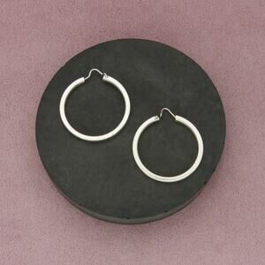 sterling silver modernist edged hoop earrings